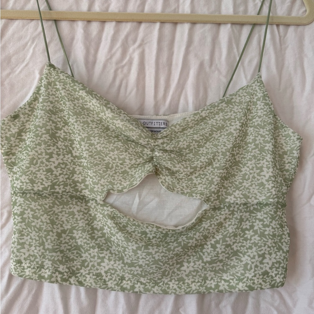 Urban Outfitters Green Floral Crop Top